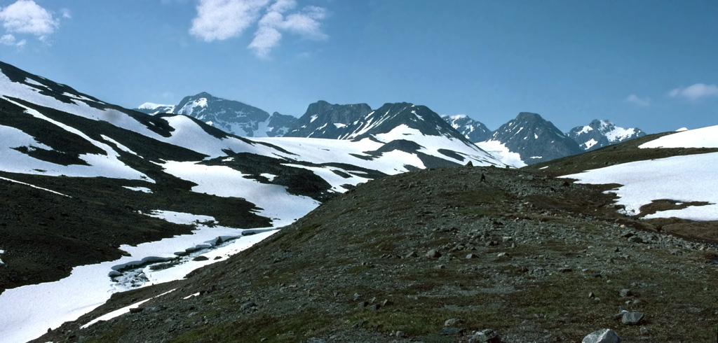 Panorama av Kebnekaisemassivet från Tarfalladalen 1997 